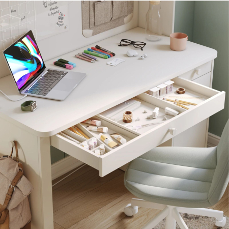 Birou modern pentru copii si adolescenti 124x75x57 cm, colectia Varia Crem [2]