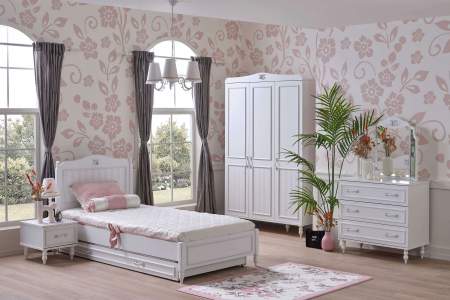 Comodă Juliette 3 Sertare, Alb Elegant, Dimensiuni 88x46x83 cm – Stil Clasic Romantic [4]
