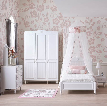 Comodă Juliette 3 Sertare, Alb Elegant, Dimensiuni 88x46x83 cm – Stil Clasic Romantic [3]