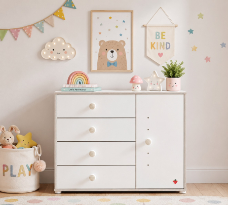 Colectia Montessori Baby - Comoda cu 4 sertare pentru copii, Colectia Montessori