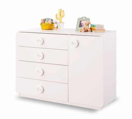 Colectia Cotton Baby - Comoda cu 4 sertare si usa, pentru camera copii, colectia Baby Cotton