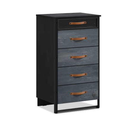 Colectia Dark Metal - Comoda cu 5 sertare, pentru camera adolescentilor Colectia Dark Metal