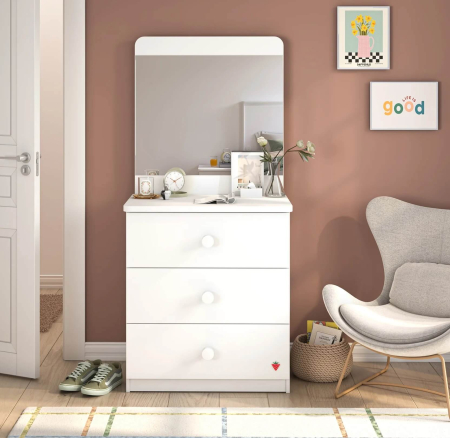 Comodă Line cu 3 sertare pentru camera copii– Design modern, colecția Varia White [2]