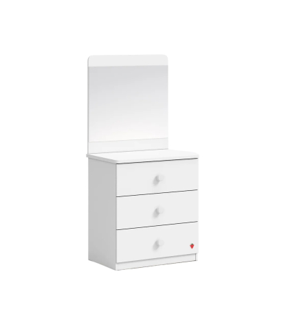 Comode, noptiere - Comoda Line cu oglinda si 3 sertare pentru camera copii, colecția Varia White