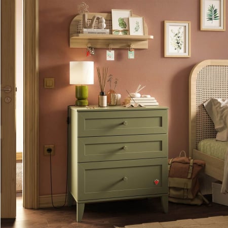 Colectia Loof - Comoda verde pentru camera copii si adolescenti, 75x85x42 cm, Colectia Loof New