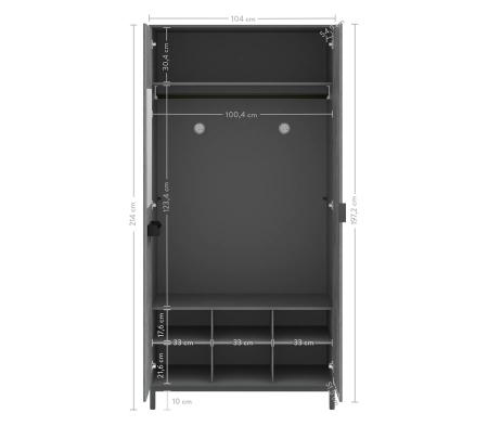 Dulap 104x214x59 cm pentru adolescenti, colectia Space Gray [8]
