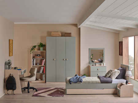 Dulap 3 usi, mobilier modern pentru camera copii, 124x54x198 cm, Colectia Mono [5]