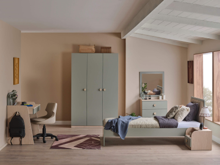 Dulap 3 usi, mobilier modern pentru camera copii, 124x54x198 cm, Colectia Mono [4]