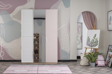 Dulap copii 3 usi Angel City, mobilier modern pentru camera fetelor, 133x64x204 cm [2]
