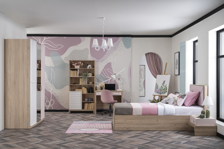 Dulap copii 3 usi Angel City, mobilier modern pentru camera fetelor, 133x64x204 cm [4]