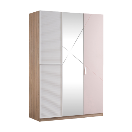 Colectia Angel City - Dulap copii 3 usi Angel City, mobilier modern pentru camera fetelor, 133x64x204 cm