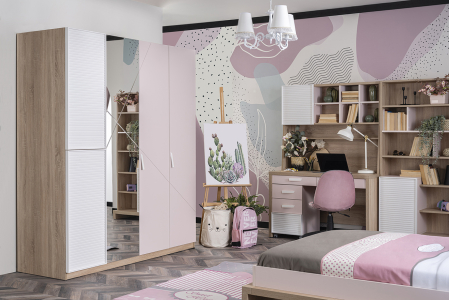 Dulap copii 4 usi Angel City, mobilier modern pentru camera fetelor, 177x64x204 cm [3]