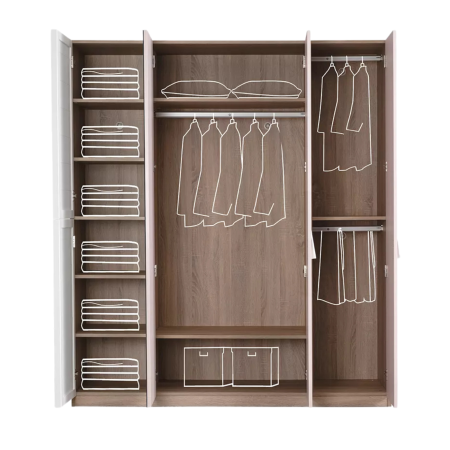 Dulap copii 4 usi Angel City, mobilier modern pentru camera fetelor, 177x64x204 cm [2]