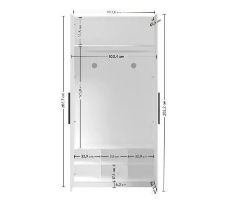 Dulap cu 2 usi  Colectia White, 102x208.5x59 cm [3]