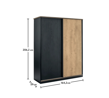 Dulap cu 2 usi glisante, pentru tineret Colectia Black, 164x60x206 cm [6]