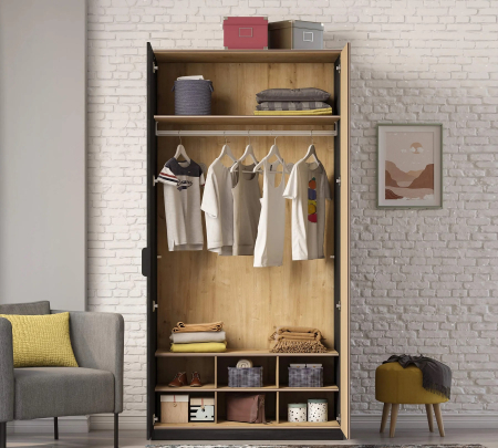 Dulap cu 2 usi pentru tineret, Colectia Black, 106x61x210 cm [1]