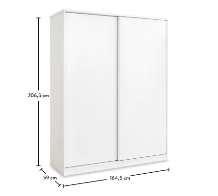 Dulap cu 2 usi glisante pentru tineret Colectia White, 164x59x206 cm [4]