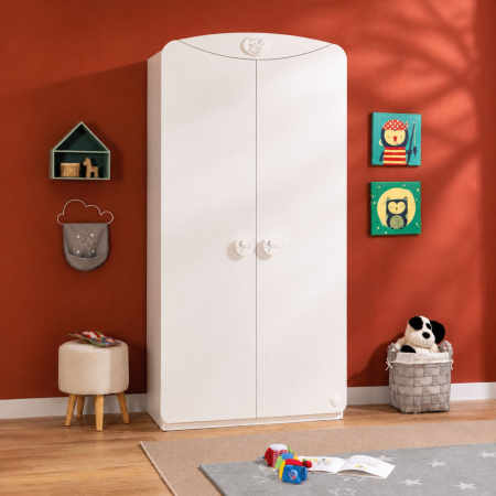 Colectia Cotton Baby - Dulap cu 2 usi, pentru bebe Colectia Baby Cotton White, 101x54x201 cm