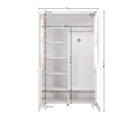Dulap cu 2 usi si geamuri,  pentru camera copii, Colectia Romantica [4]
