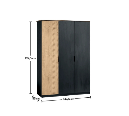 Dulap cu 3 usi Colectia Black, 137x53x197cm [4]