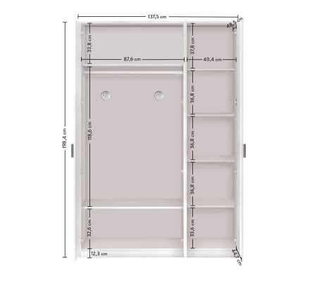 Dulap cu 3 usi  Colectia White, 137x53x197 cm [3]