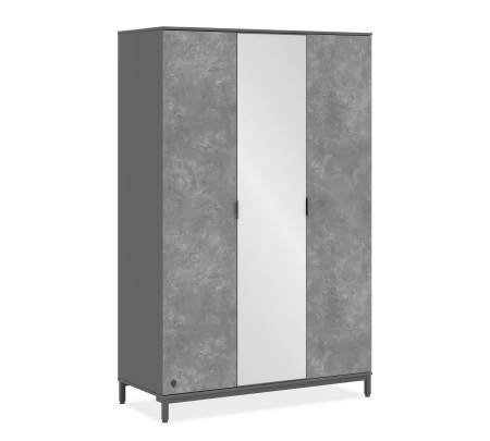 Colectia Space Gray - Dulap cu 3 usi pentru adolescenti, 137x214x59 cm, colectia Space Gray