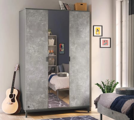 Dulap cu 3 usi pentru adolescenti, 137x214x59 cm, colectia Space Gray [2]