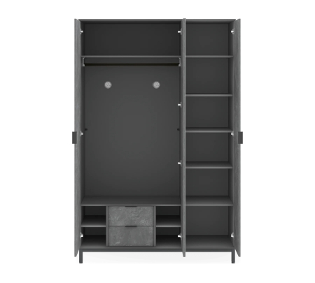 Dulap cu 3 usi pentru adolescenti, 137x214x59 cm, colectia Space Gray [1]