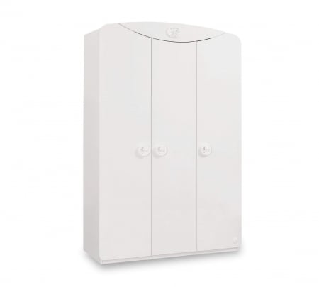 Colectia Cotton Baby - Dulap cu 3 usi, pentru copii Baby Cotton White, 133x54x201 cm