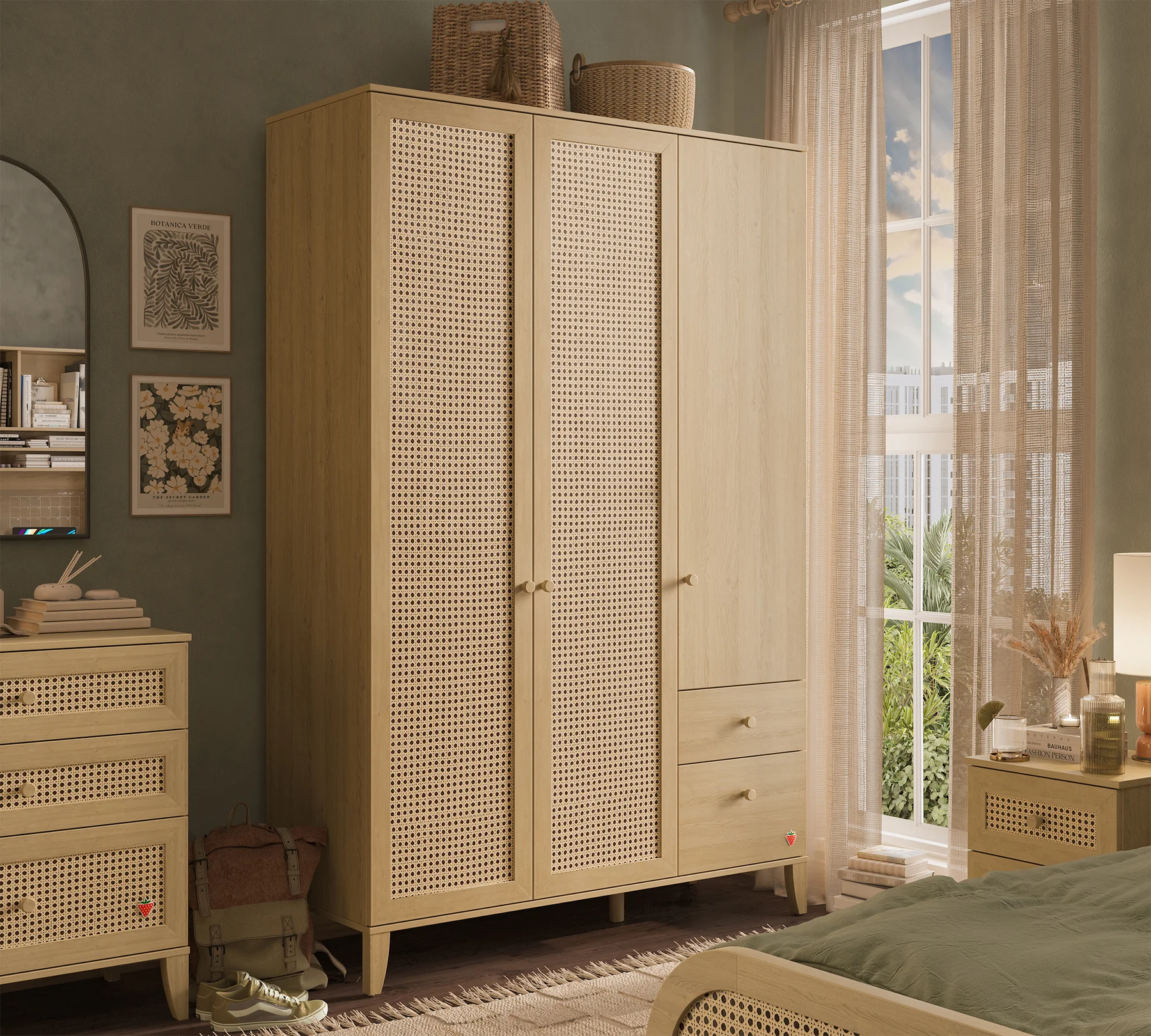 Colectia Loof - Dulap cu 3 usi pentru copii si adolescenti, 137x210x52 cm, Colectia Loof NEW
