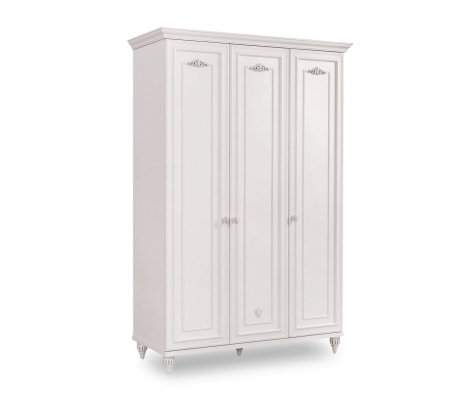 Colectia Romantica Baby - Dulap cu 3 usi pentru copii si tineret Romantica White, 131x56x200 cm