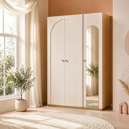 Dulapuri - Dulap cu 3 usi si oglinda 132x58x204 cm, colecția Louis