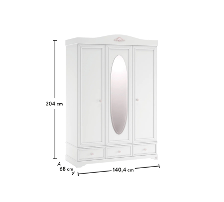 Dulap cu 3 usi si oglinda Colectia Rustic White [4]