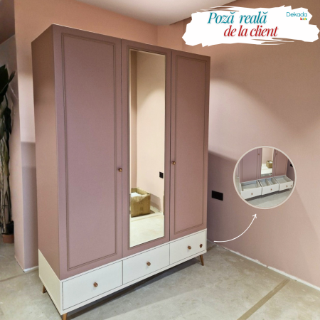 Dulap cu 3 usi si oglinda pentru adolescenti, 145x210x59 cm, colectia Elegance [6]