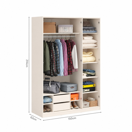 Dulap cu 3 uși și oglindă pentru cameră copii – 150x214x62 cm, colecția Varia [6]