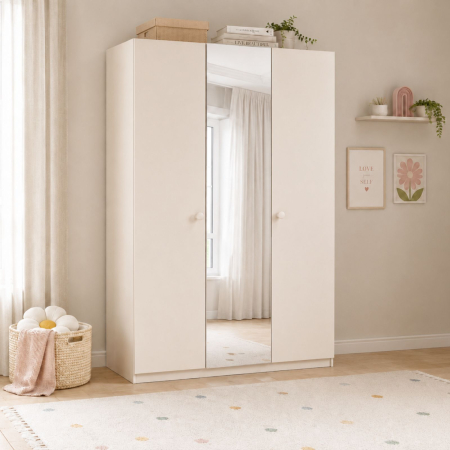 Dulapuri - Dulap cu 3 uși și oglindă pentru cameră copii – 150x214x62 cm, colecția Varia