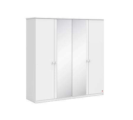 Dulapuri - Dulap cu 4 usi si oglinda pentru camera copii, colectia Varia White