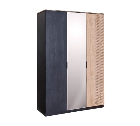 Dulapuri - Dulap din pal cu 3 usi si oglinda, pentru tineret Colectia Black, 137x59x210 cm