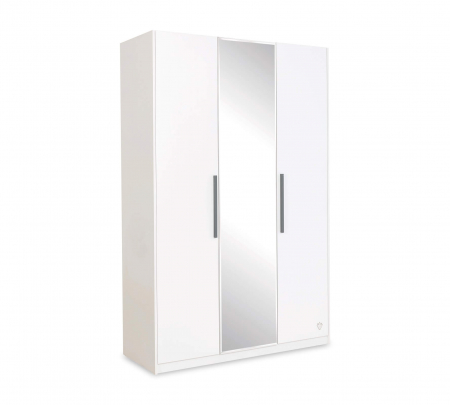 Colectia White - Dulap cu 3 usi si oglinda, pentru tineret Colectia White, 135x54x209 cm