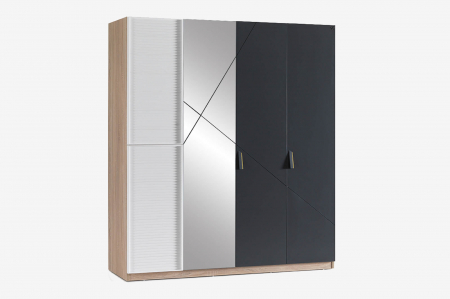 Colectia NEW CITY - Dulap cu 4 usi si oglinda pentru copii 177x204x64 cm, Colectia NEW CITY
