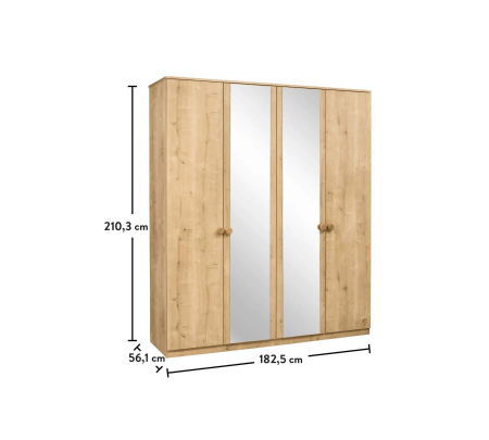 Dulap cu 4 usi si oglinda, pentru tineret Colectia Mocha, 183x56x210 cm [4]