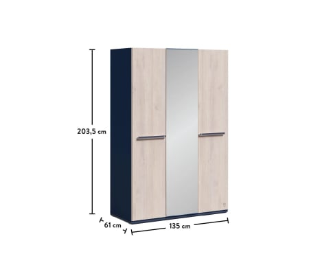 Dulap cu trei usi pentru camera copii Colectia Trio 135x61x203.5 cm [4]