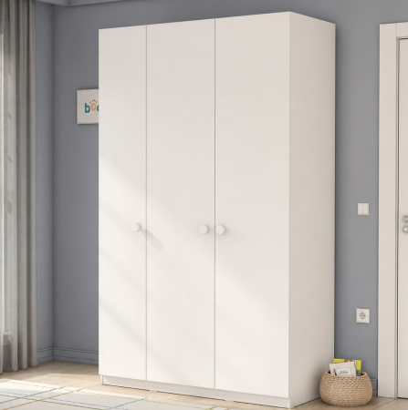 Dulapuri - Dulap Line cu 3 uși pentru cameră copii – 127x214x62 cm, colecția Varia White
