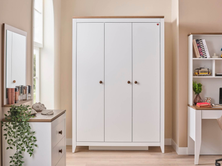 Dulap modern alb pentru copii, 3 uși, 138x58x207 cm, colecția Lucia [3]