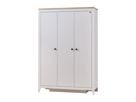 Colectia Lucia - Dulap modern alb pentru copii, 3 uși, 138x58x207 cm, colecția Lucia