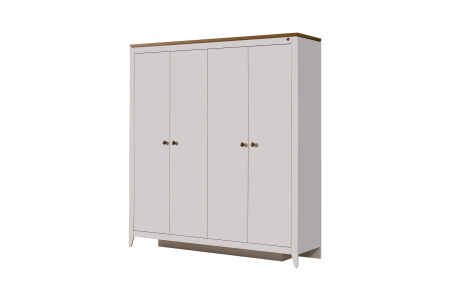 Colectia Lucia - Dulap modern alb pentru copii, 4 uși, 180x58x207 cm, colecția Lucia