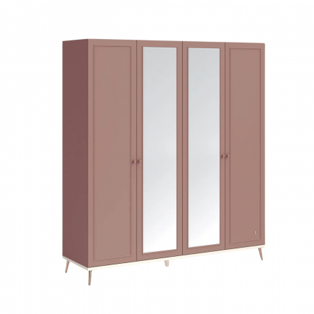 Colectia Elegance - Dulap Premium 4 Uși Elegance Roz-Crem cu Ventilație și Sisteme Premium, 200x58x223 cm