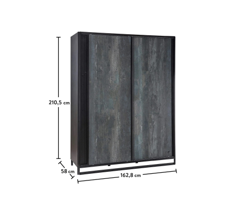 Dulapul cu 2 usi glisante, pentru camera adolescentilor, Colectia Dark Metal [4]