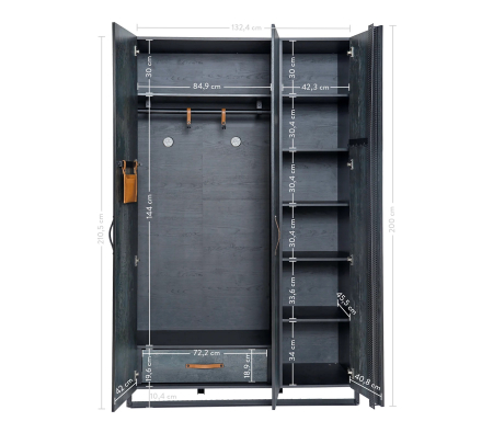 Dulapul cu 3 usi, pentru tineret Colectia Dark Metal [4]