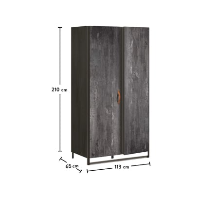 Dulapul cu 2 usi pentru camera adolescentilor, Colectia Dark Metal [5]
